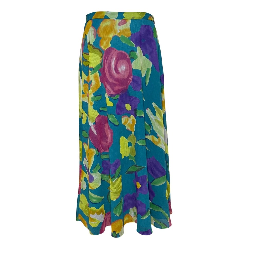 Coldwater Creek Floral Chiffon Maxi Skirt PS Artsy Boho Retro Whimsigoth Coastal